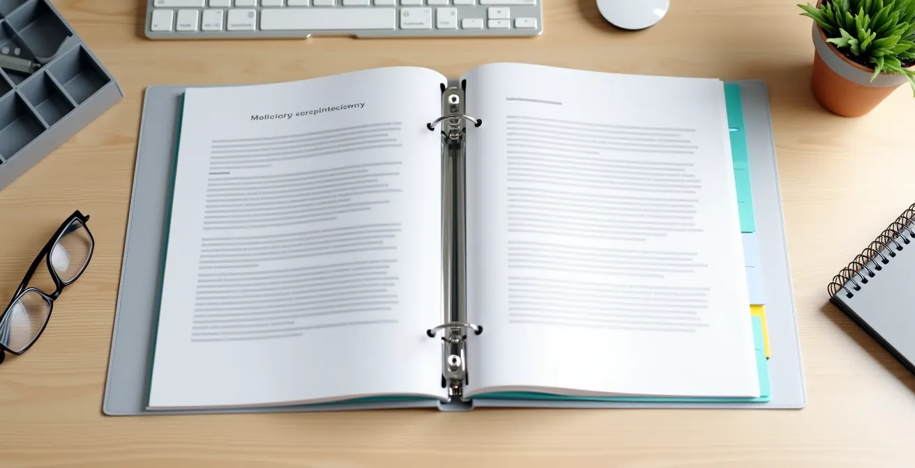 Well-organized medical binder with color-coded sections for geriatric consultation