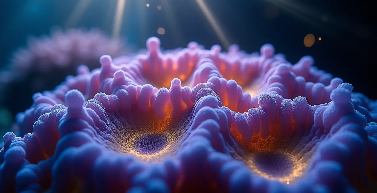 Abstract macro view of neural pathways forming new connections