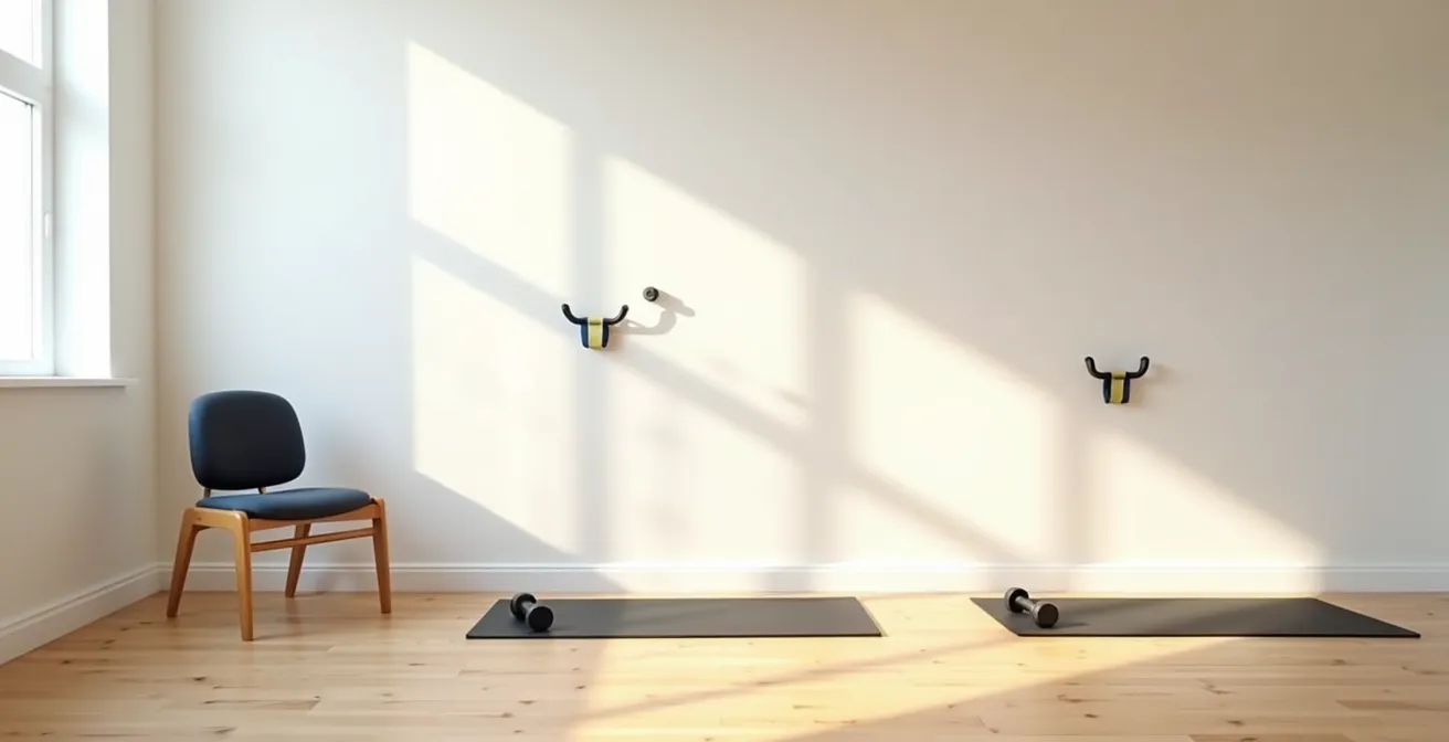 Visual guide showing three stages of resistance exercise progression for seniors with osteopenia