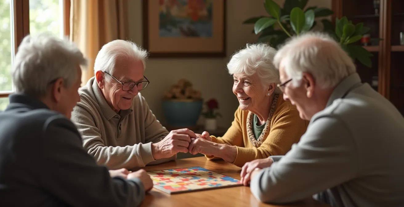 Seniors engaged in collaborative activity forming natural connections